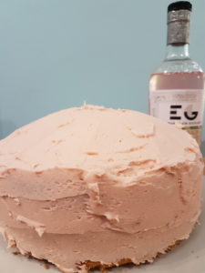 Rhubarb and Custard Cake with Rhubarb and Ginger Liqueur Frosting